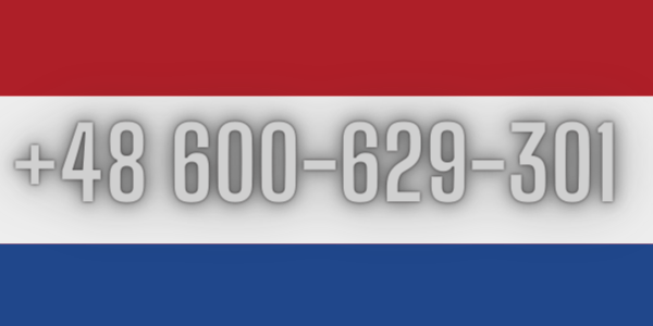 flaga z numerem telefonu +48 600 629 301